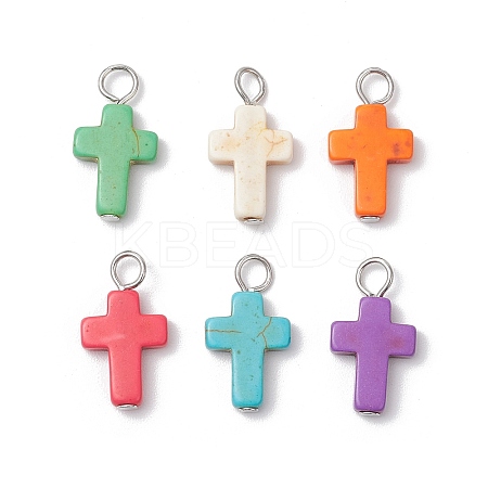 Dyed Synthetic Turquoise Pendants PALLOY-JF03687-1