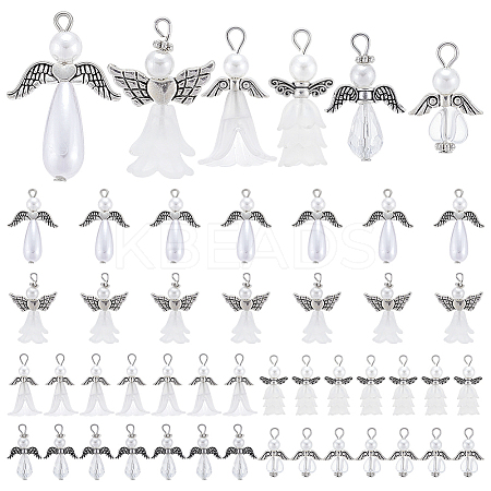 48Pcs 6 Styles Acrylic Pendants PALLOY-PH01811-1