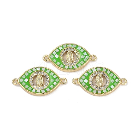 Rack Plating Brass Micro Pave Clear Cubic Zirconia Horse Eye Connector Charms KK-U032-28G-1