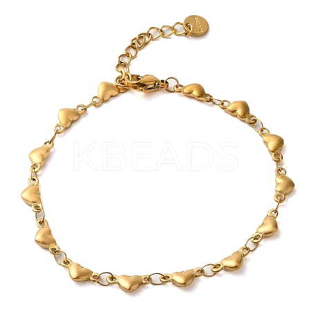 304 Stainless Steel Heart Link Chain Bracelets for Women BJEW-K237-07G-1