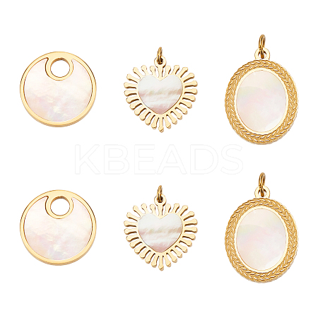 6Pcs 3 Styles Shell Pendants STAS-CA0001-49-1