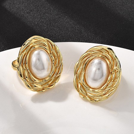 Oval Brass Finger Rings for Women RJEW-S622-03G-1