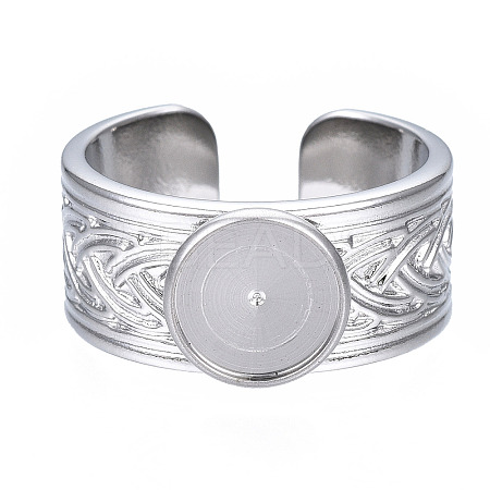Non-Tarnish 304 Stainless Steel Open Cuff Finger Ring Cabochon Settings LS-STAS-T060-05P-1