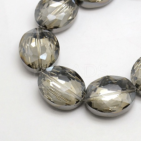 Faceted Electroplate Crystal Glass Oval Beads Strands EGLA-F060B-02-1