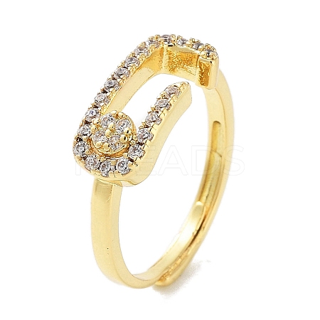 Rack Plating Brass Micro Pave Cubic Zirconia Adjustable Rings RJEW-D025-13G-1