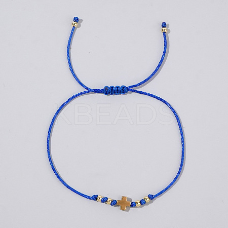 Adjustable Cross & Round Braided Bead Bracelets for Women YI2903-3-1