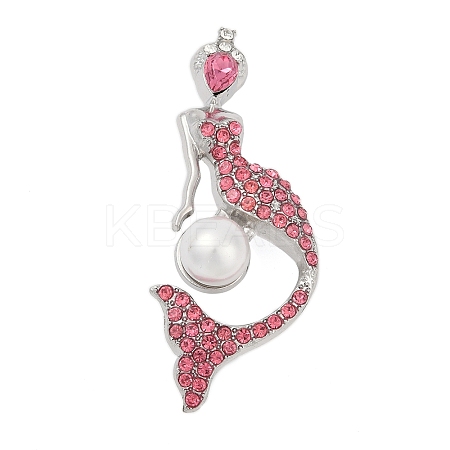 Mermaid Alloy Rhinestone Brooches for Backpack Clothes PALLOY-D361-24P-01-1