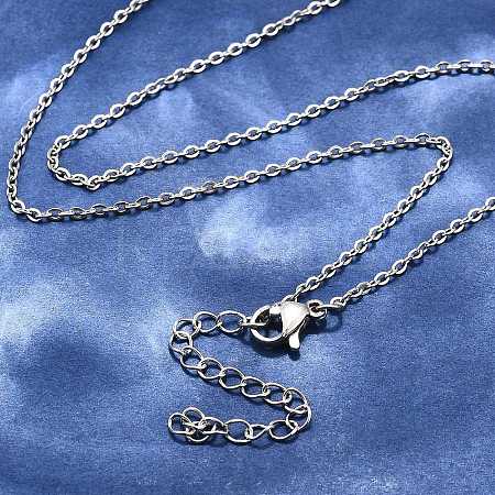 Non-Tarnish 304 Stainless Steel Cable Chain Necklace STAS-T040-PJ204-45-1