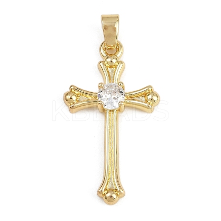 Brass Micro Pave Cubic Zirconia Pendants KK-Z123-23G-02-1