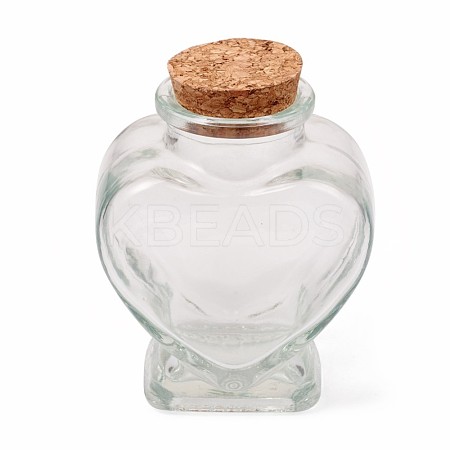 Heart Shape Transparent Glass Bottles AJEW-WH0114-88-1