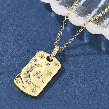 Brass Micro Pave Clear Cubic Zirconia Pendant Necklaces for Women NJEW-S449-01C-G-1