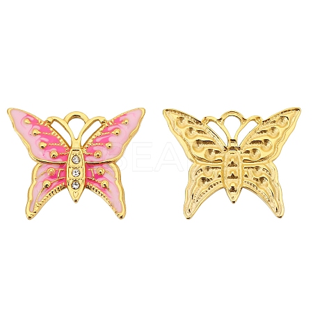 Golden Stainless Steel with Enamel and Glass Pendants PW-WG53205-03-1