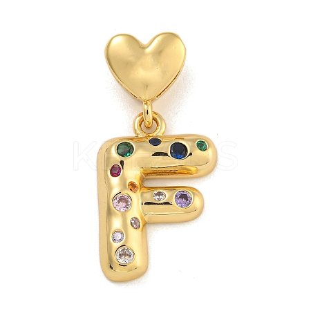 Brass Micro Pave Colorful Cubic Zirconia Pendants KK-P281-01G-F-1
