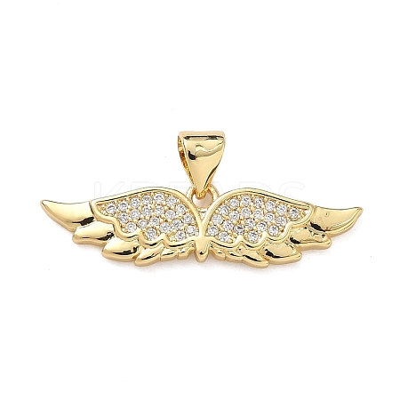 Brass Micro Pave Clear Cubic Zirconia Charms KK-F930-05G-1
