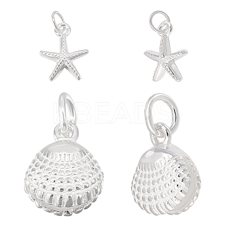 Starfish/Shell Shape 925 Sterling Silver Sea Animal Charms STER-PH0002-31-1