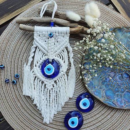 Cotton and Linen Cord Macrame Woven Tassel Wall Hanging LS-EVIL-PW0002-10A-1