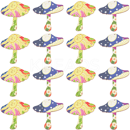 20Pcs 2 Styles Printed Wooden Pendants WOOD-SC0001-65-1