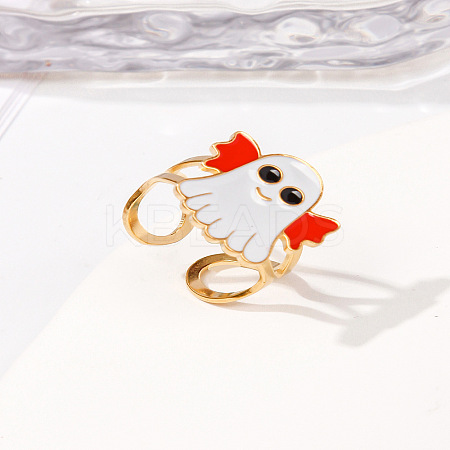 304 Stainless Steel with Enamel Cuff Rings for Women LS-RJEW-Z116-01G-06-1