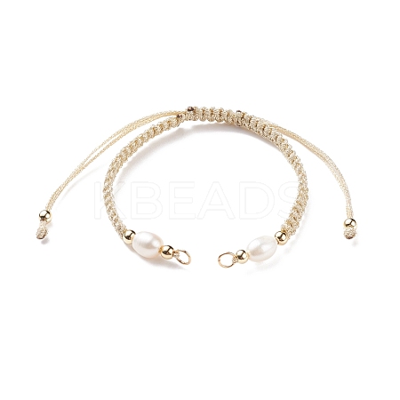 Half Finished Polyester Braided Pearl Bracelet AJEW-JB01128-02-1