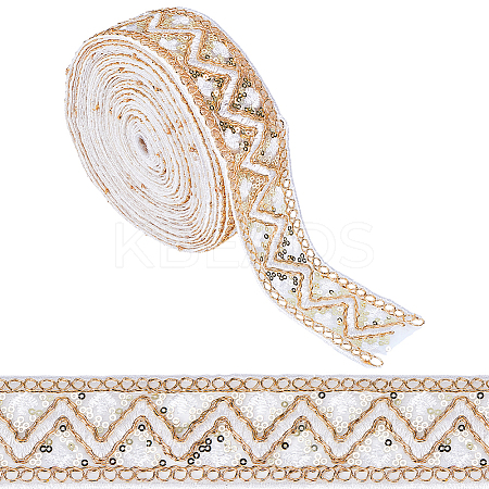 Sparkle Polyester Embroidery Ribbon OCOR-WH0070-76B-1