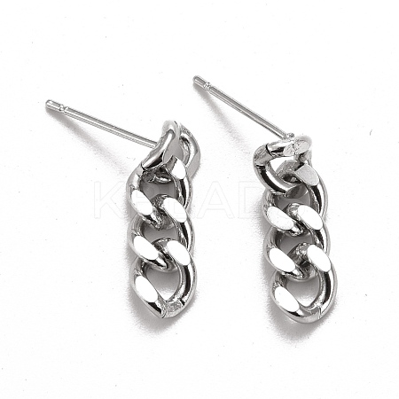 Brass Cuban Link Chain Shape Danlge Stud Earrings EJEW-C015-01P-1