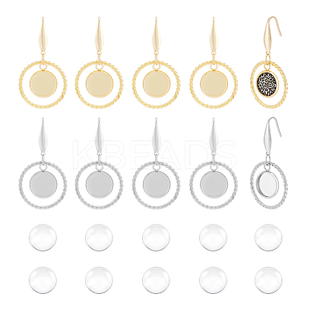 12 Pair 2 Color Glass Blank Dome Dangle Earrings EJEW-AB00020-1