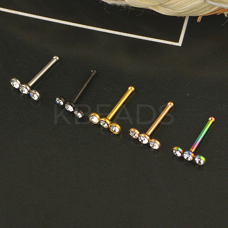 304 Stainless Steel Crystal Rhinestone 3 Flat Round Nose Bone Rings WGC36FF-02-1
