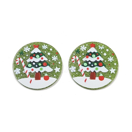 Christmas Themes Opaque Printed Acrylic Pendants OACR-B037-04-1