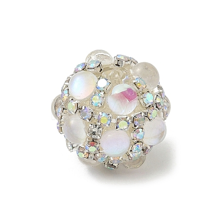 Sparkling Acrylic Encrusted Round Beads CLAY-NH0003-03S-02-1