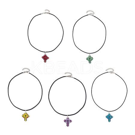 Transparent Electroplate Glass Pendant Necklaces NJEW-MZ00040-1