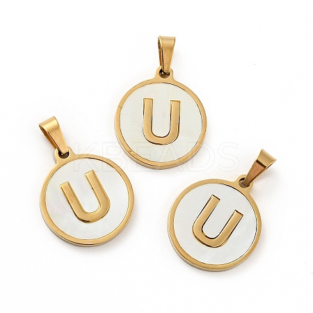 PVD Vacuum Plating 304 Stainless Steel with White Shell Pendants STAS-G268-01U-G-1