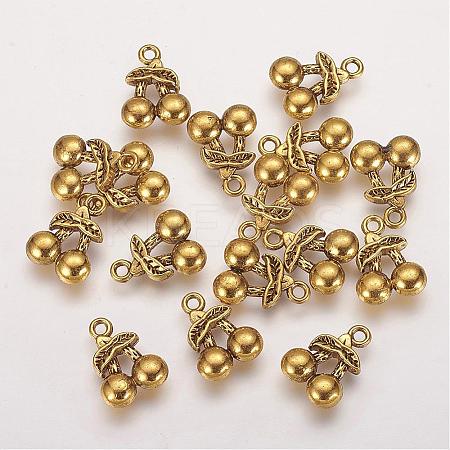 Tibetan Style Alloy 3D Cherry Charms TIBEP-23493-AG-RS-1