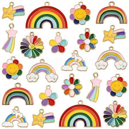 40Pcs 10 Styles Alloy Enamel Pendants ENAM-YW0005-54-1