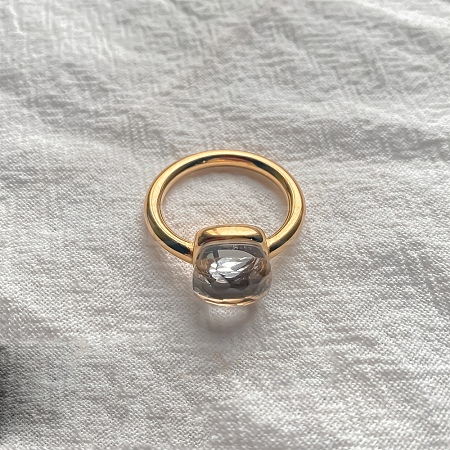 Square 304 Stainless Steel with Glass Finger Rings FS-WG8AAFA-14-1