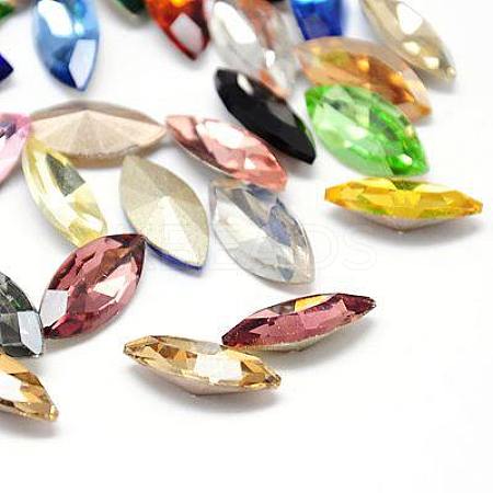 Glass Pointed Back Rhinestone Cabochons RGLA-A011-13x27mm-M-1