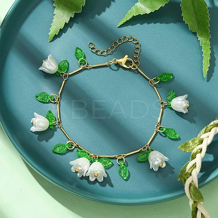 Brass Bar Link Chains Charm Bracelets BJEW-JB11523-03-1