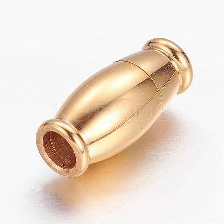 Barrel 304 Stainless Steel Magnetic Clasps with Glue-in Ends STAS-I045-15G-1