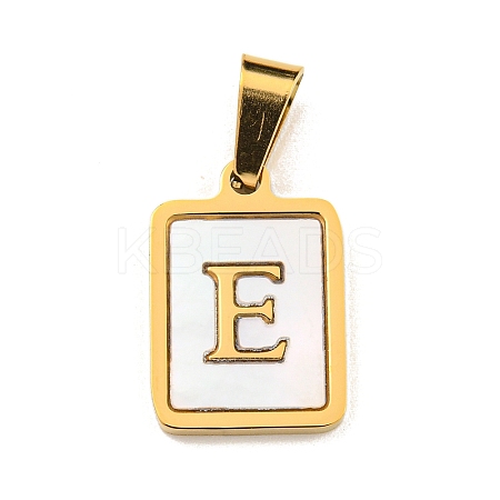 PVD Vacuum Plating 304 Stainless Steel Pave Natural White Shell Pendants STAS-S130-03G-E-1