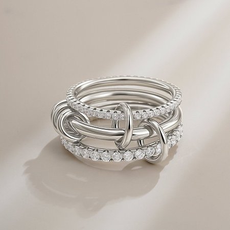 Brass Micro Pave Cubic Zirconia Finger Rings FS-WG6545E-06-1