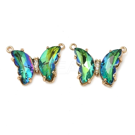 Brass Pave Faceted Glass Connector Charms FIND-Z020-03S-1