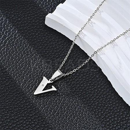 201 Stainless Steel Crystal Rhinestone Initial Pendant Necklaces FS-WG28760-24-1
