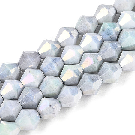 Anti-Tarnish Electroplate Glass Beads Strands GLAA-T025-8mm-12B-1