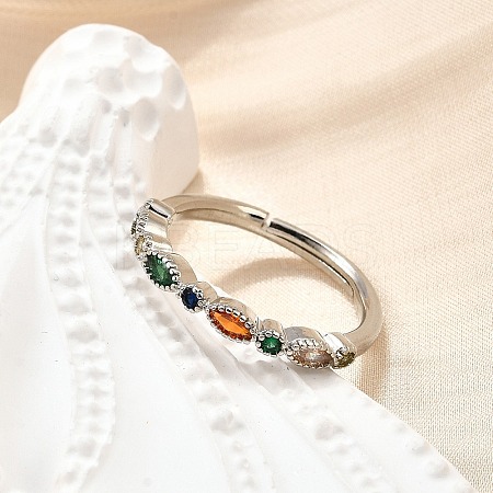 Adjustable Brass Micro Pave Cubic Zirconia Finger Rings for Women RJEW-H247-15P-1