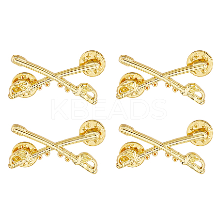 2 Pairs Army Cavalry Swords Zinc Alloy Brooches AJEW-FH0006-46-1