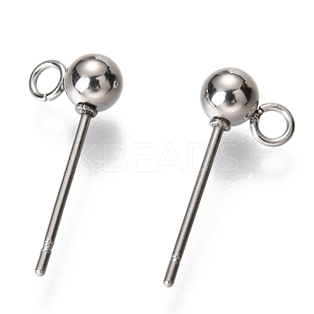 Non-Tarnish Original Color 304 Stainless Steel Ball Post Stud Earring Findings X-STAS-C018-23P-02-1