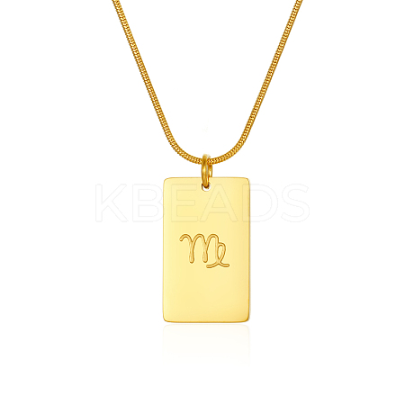 Stylish Stainless Steel 12 Zodiac Rectangle Pendant Necklaces for women GA2858-2-1