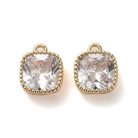 Brass Micro Pave Clear Cubic Zirconia Charms KK-B110-01G-05-1
