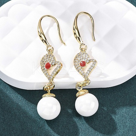 Brass Micro Pave Clear Cubic Zirconia Dangle Earrings EJEW-F362-01G-1