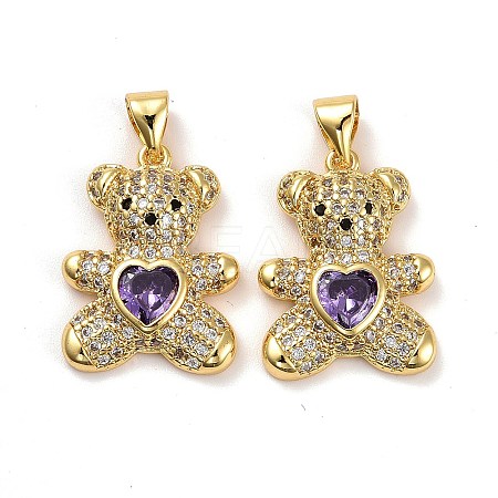 Brass Micro Pave Cubic Zirconia Pendants KK-K258-24C-G-RS-1