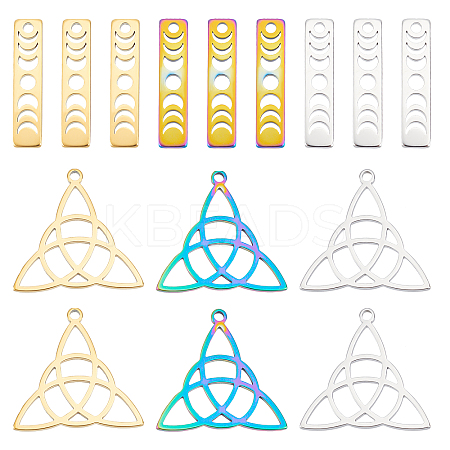 24Pcs 6 Style 304 Stainless Steel Pendants STAS-DC0010-55-1